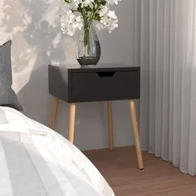Mesita de noche madera de ingeniería negro brillo 40x40x56 cm de vidaXL, Mesitas de noche - Ref: Foro24-326809, Precio: 55,04...