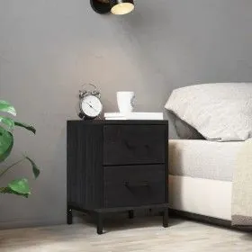 Mesita de noche madera maciza de pino negro 36x30x45 cm de vidaXL, Mesitas de noche - Ref: Foro24-349912, Precio: 87,52 €, De...