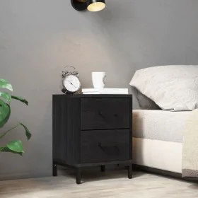 Solid black pine wood bedside table 36x30x45 cm by vidaXL, Nightstands - Ref: Foro24-349912, Price: 87,52 €, Discount: %