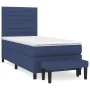 Box spring bed with blue fabric mattress 90x200 cm by , Beds and slatted bases - Ref: Foro24-3136651, Price: 366,98 €, Discou...