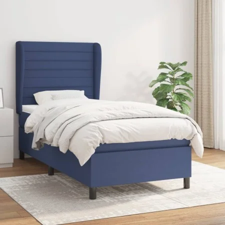 Box spring bed with blue fabric mattress 90x190 cm by , Beds and slatted bases - Ref: Foro24-3128011, Price: 349,74 €, Discou...