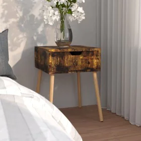 Mesita de noche madera de ingeniería roble ahumado 40x40x56 cm de vidaXL, Mesitas de noche - Ref: Foro24-326811, Precio: 41,5...