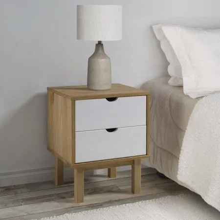 Mesita de noche OTTA madera de pino marrón y blanco 45x39x57 cm de vidaXL, Mesitas de noche - Ref: Foro24-348578, Precio: 65,...