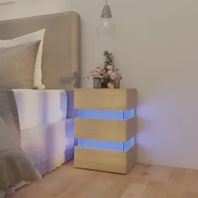 Nachttisch LED-Leuchte Sonoma Holzwerkstoff 45x35x67 cm von vidaXL, Nachttische - Ref: Foro24-326843, Preis: 119,56 €, Rabatt: %