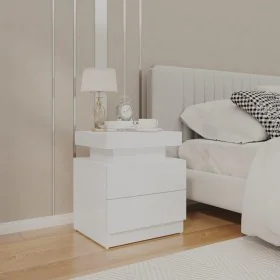 Glossy white engineered wood bedside table 45x35x52 cm by vidaXL, Nightstands - Ref: Foro24-326855, Price: 98,66 €, Discount: %