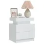 Mesita de noche madera de ingeniería blanco brillo 45x35x52 cm de vidaXL, Mesitas de noche - Ref: Foro24-326855, Precio: 98,6...