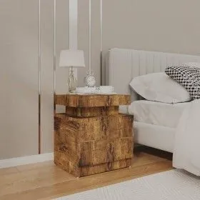 Mesita de noche madera de ingeniería roble ahumado 45x35x52 cm de vidaXL, Mesitas de noche - Ref: Foro24-326857, Precio: 88,9...