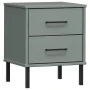 Mesita de noche patas de metal madera maciza pino gris OSLO de vidaXL, Mesitas de noche - Ref: Foro24-350974, Precio: 72,82 €...