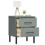 Mesita de noche patas de metal madera maciza pino gris OSLO de vidaXL, Mesitas de noche - Ref: Foro24-350974, Precio: 72,82 €...