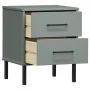 Mesita de noche patas de metal madera maciza pino gris OSLO de vidaXL, Mesitas de noche - Ref: Foro24-350974, Precio: 72,82 €...