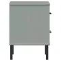 Mesita de noche patas de metal madera maciza pino gris OSLO de vidaXL, Mesitas de noche - Ref: Foro24-350974, Precio: 72,82 €...