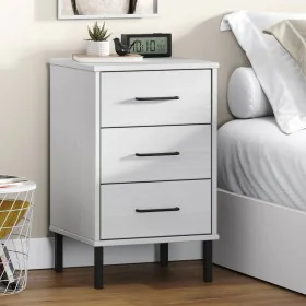 Bedside table metal legs solid white pine wood OSLO by vidaXL, Nightstands - Ref: Foro24-350978, Price: 76,08 €, Discount: %