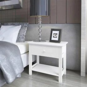 Mesita de noche de madera blanca de vidaXL, Mesitas de noche - Ref: Foro24-242870, Precio: 51,56 €, Descuento: %