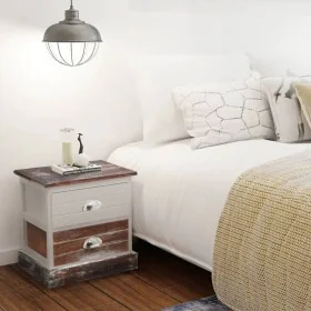 Mesitas de noche marrón y blanca 2 unidades de vidaXL, Mesitas de noche - Ref: Foro24-242885, Precio: 82,63 €, Descuento: %