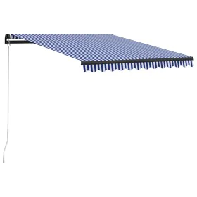 Toldo manual retráctil azul y blanco 350x250 cm de vidaXL, Toldos - Ref: Foro24-3055188, Precio: 266,19 €, Descuento: %
