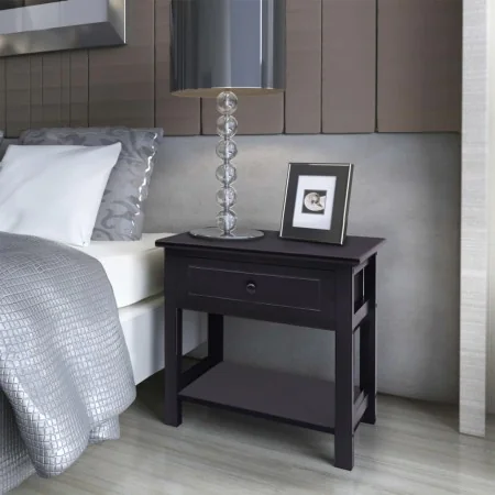 Mesita de noche de madera negro de vidaXL, Mesitas de noche - Ref: Foro24-242872, Precio: 48,52 €, Descuento: %