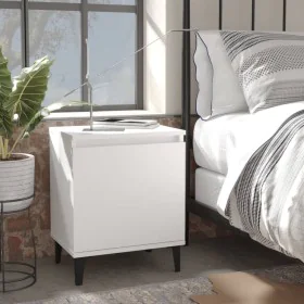 Mesitas de noche con patas de metal blanco 40x30x50 cm de vidaXL, Mesitas de noche - Ref: Foro24-805834, Precio: 50,94 €, Des...