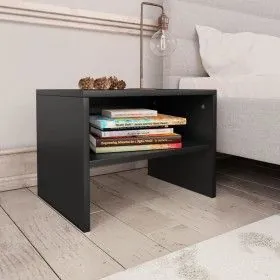 Schwarzer Nachttisch aus Sperrholz, 40 x 30 x 30 cm von vidaXL, Nachttische - Ref: Foro24-800065, Preis: 26,23 €, Rabatt: %