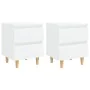 Mesitas de noche 2 uds patas madera maciza blanco 40x35x50 cm de vidaXL, Mesitas de noche - Ref: Foro24-805852, Precio: 76,12...