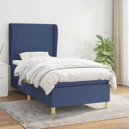 Box spring bed with blue fabric mattress 90x190 cm by vidaXL, Beds and slatted bases - Ref: Foro24-3128331, Price: 326,80 €, ...