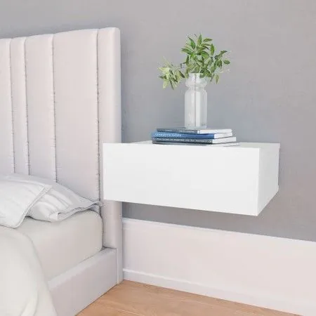 Mesita de noche flotante madera contrachapada blanco 40x30x15cm de vidaXL, Mesitas de noche - Ref: Foro24-800306, Precio: 38,...