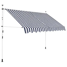 Toldo manual retráctil azul y blanco a rayas 300 cm de vidaXL, Toldos - Ref: Foro24-43222, Precio: 78,60 €, Descuento: %