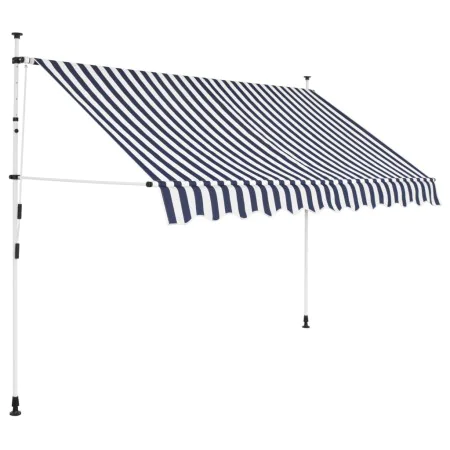 Toldo manual retráctil azul y blanco a rayas 300 cm de vidaXL, Toldos - Ref: Foro24-43222, Precio: 78,60 €, Descuento: %