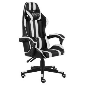 Silla gaming de cuero sintético negro y blanco de vidaXL, Sillas de oficina - Ref: Foro24-20523, Precio: 121,83 €, Descuento: %
