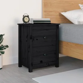 Mesita de noche madera maciza de pino negra 50x35x61,5 cm de vidaXL, Mesitas de noche - Ref: Foro24-813687, Precio: 54,20 €, ...