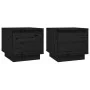 Mesitas de noche 2 uds madera maciza de pino negro 35x34x32 cm de vidaXL, Mesitas de noche - Ref: Foro24-813404, Precio: 50,3...