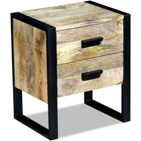 Mesa auxiliar con 2 cajones madera maciza de mango 43x33x51 cm de vidaXL, Mesitas de noche - Ref: Foro24-243298, Precio: 176,...