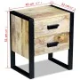 Side table with 2 drawers solid mango wood 43x33x51 cm by vidaXL, Nightstands - Ref: Foro24-243298, Price: 176,72 €, Discount: %