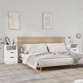 Mesitas de noche 2 uds madera contrachapada color blanco de vidaXL, Mesitas de noche - Ref: Foro24-811233, Precio: 100,35 €, ...