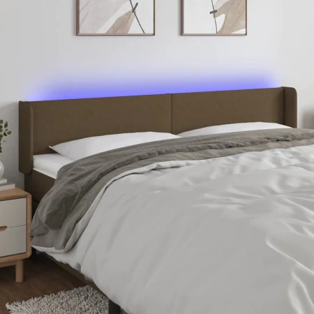 Dark brown fabric headboard with LED 203x16x78/88 cm by , Headboards and footboards - Ref: Foro24-3122981, Price: 73,89 €, Di...