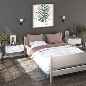 Mesitas de noche de pared 2 unidades blanco brillante de vidaXL, Mesitas de noche - Ref: Foro24-810948, Precio: 71,38 €, Desc...