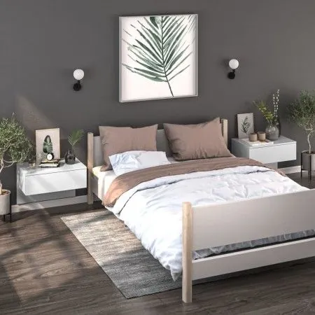 Mesitas de noche de pared 2 unidades blanco brillante de vidaXL, Mesitas de noche - Ref: Foro24-810948, Precio: 71,38 €, Desc...