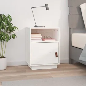 Mesita de noche madera maciza de pino blanco 40x34x55 cm de vidaXL, Mesitas de noche - Ref: Foro24-818317, Precio: 41,30 €, D...