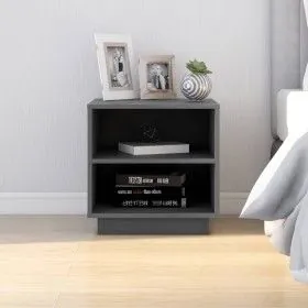 Gray solid pine wood bedside table 40x34x40 cm by vidaXL, Nightstands - Ref: Foro24-813329, Price: 28,17 €, Discount: %