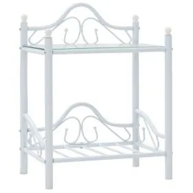 Mesita de noche de acero y vidrio templado 45x30,5x60 cm blanco de vidaXL, Mesitas de noche - Ref: Foro24-246728, Precio: 45,...