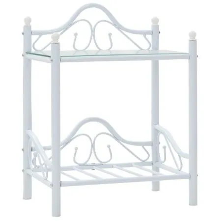 Mesita de noche de acero y vidrio templado 45x30,5x60 cm blanco de vidaXL, Mesitas de noche - Ref: Foro24-246728, Precio: 45,...