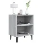 Mesita de noche con patas de metal gris Sonoma 40x30x50 cm de vidaXL, Mesitas de noche - Ref: Foro24-813106, Precio: 32,21 €,...