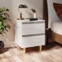 Mesitas de noche 2 uds patas madera blanco brillo 40x35x50 cm de vidaXL, Mesitas de noche - Ref: Foro24-805864, Precio: 80,37...