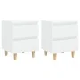 Mesitas de noche 2 uds patas madera blanco brillo 40x35x50 cm de vidaXL, Mesitas de noche - Ref: Foro24-805864, Precio: 80,37...