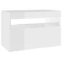 Mesita de noche con LED contrachapada blanco brillo 60x35x40 cm de vidaXL, Mesitas de noche - Ref: Foro24-3082786, Precio: 48...