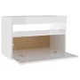 Mesita de noche con LED contrachapada blanco brillo 60x35x40 cm de vidaXL, Mesitas de noche - Ref: Foro24-3082786, Precio: 48...