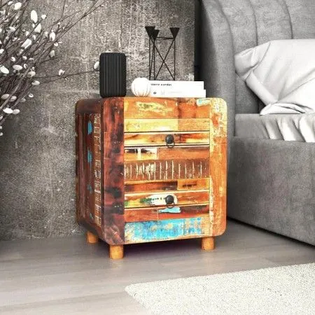Mesita de noche de madera maciza reciclada 43x33x51 cm de vidaXL, Mesitas de noche - Ref: Foro24-243323, Precio: 180,90 €, De...