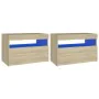 Mesitas de noche con LED 2 uds contrachapada Sonoma 60x35x40 cm de vidaXL, Mesitas de noche - Ref: Foro24-3082781, Precio: 82...