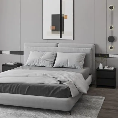 Mesitas de noche 2 uds madera ingeniería negro 45x34,5x44,5 cm de vidaXL, Mesitas de noche - Ref: Foro24-809848, Precio: 73,6...