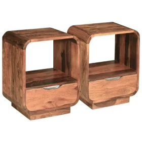 Mesita de noche con cajón madera maciza de sheesham 40x30x50 cm de vidaXL, Mesitas de noche - Ref: Foro24-243952, Precio: 136...