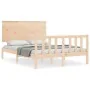 Bed frame with solid wood headboard 140x190 cm by , Beds and slatted bases - Ref: Foro24-3193381, Price: 137,13 €, Discount: %